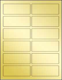 Sheet of 3.75" x 1.4375" Gold Foil Inkjet labels
