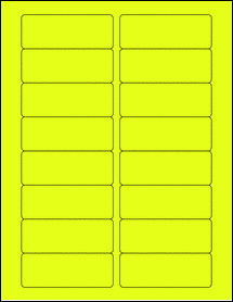 Sheet of 3.375" x 1.25" Fluorescent Yellow labels