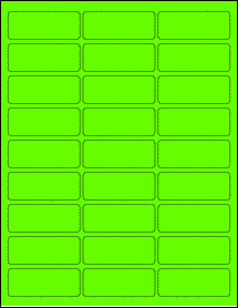 Sheet of 2.5935" x 1" Fluorescent Green labels