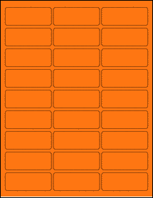 Sheet of 2.5935" x 1" Fluorescent Orange labels