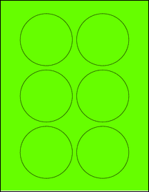 Sheet of 3" Circle Fluorescent Green labels