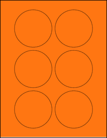 Sheet of 3" Circle Fluorescent Orange labels