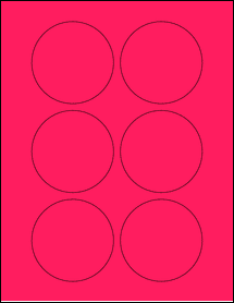 Sheet of 3" Circle Fluorescent Pink labels