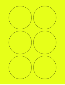 Sheet of 3" Circle Fluorescent Yellow labels