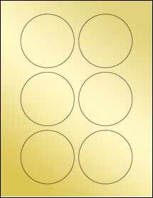 Sheet of 3" Circle Gold Foil Inkjet labels