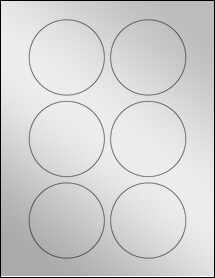 Sheet of 3" Circle Silver Foil Inkjet labels