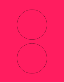 Sheet of 4" Circle Fluorescent Pink labels