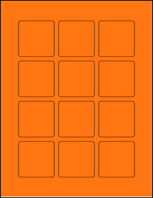 Sheet of 2" x 2" Fluorescent Orange labels