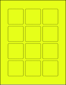 Sheet of 2" x 2" Fluorescent Yellow labels