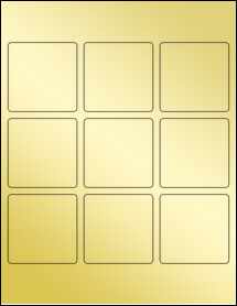 Sheet of 2.5" x 2.5" Gold Foil Laser labels