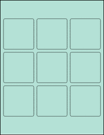 Sheet of 2.5" x 2.5" Pastel Green labels