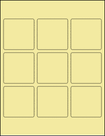 Sheet of 2.5" x 2.5" Pastel Yellow labels