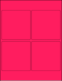 Sheet of 4" x 4" Fluorescent Pink labels