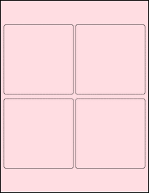 Sheet of 4" x 4" Pastel Pink labels