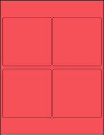 Sheet of 4" x 4" True Red labels