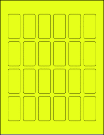 Sheet of 1" x 2" Fluorescent Yellow labels