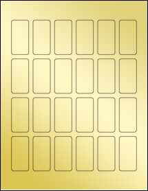 Sheet of 1" x 2" Gold Foil Laser labels