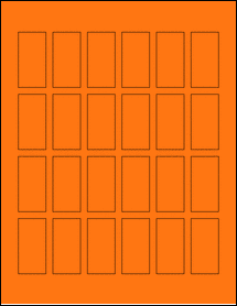 Sheet of 1" x 2" Fluorescent Orange labels