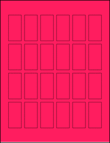 Sheet of 1" x 2" Fluorescent Pink labels