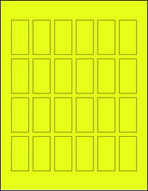 Sheet of 1" x 2" Fluorescent Yellow labels