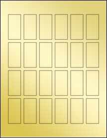 Sheet of 1" x 2" Gold Foil Laser labels