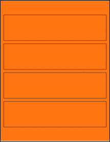 Sheet of 8" x 2" Fluorescent Orange labels