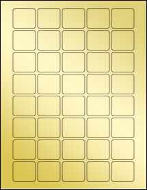 Sheet of 1.3125" x 1.15" Gold Foil Laser labels