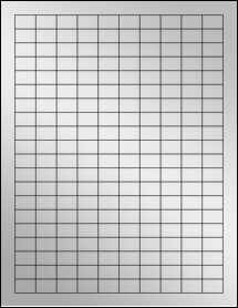 Sheet of 0.75" x 0.5" Silver Foil Inkjet labels