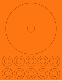 Sheet of 1.4355" x 1.4355" Fluorescent Orange labels