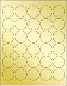 Sheet of 1.5" Circle Gold Foil Inkjet labels