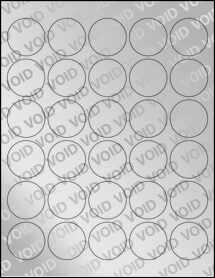Sheet of 1.5" Circle Void Silver Polyester labels