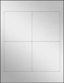 Sheet of 3.75" x 4" Silver Foil Inkjet labels