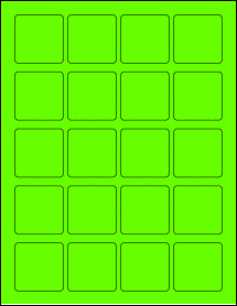 Sheet of 1.75" x 1.75" Fluorescent Green labels