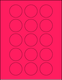 Sheet of 1.75" Circle Fluorescent Pink labels