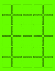 Sheet of 1.5" x 1.5" Fluorescent Green labels