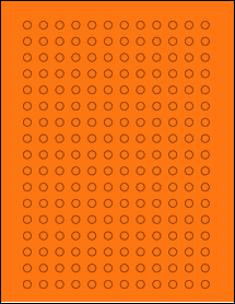 Sheet of 0.2895" x 0.288" Fluorescent Orange labels