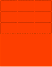 Sheet of 2.722" x 1.7206" Fluorescent Red labels