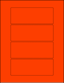 Sheet of 5.70866" x 2.16535" Fluorescent Red labels