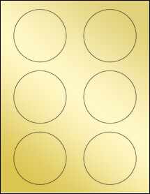 Sheet of 3" Circle Gold Foil Inkjet labels