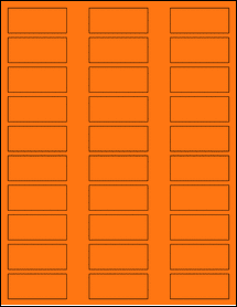 Sheet of 2.125" x 0.90625" Fluorescent Orange labels