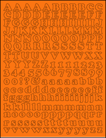 Sheet of 0.6903" x 0.5786" Fluorescent Orange labels