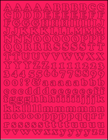 Sheet of 0.6903" x 0.5786" Fluorescent Pink labels