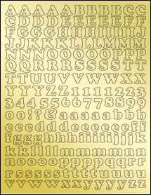 0.6903 x 0.5786 Alphabet Stickers - Number Stickers - Gold Foil