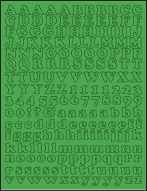 Sheet of 0.6903" x 0.5786" True Green labels