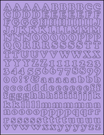 Sheet of 0.6903" x 0.5786" True Purple labels