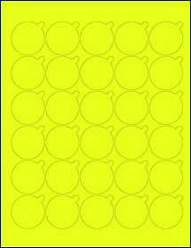 Sheet of 1.4992" x 1.4992" Fluorescent Yellow labels