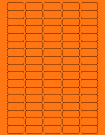 Sheet of 1.375" x 0.625" Fluorescent Orange labels