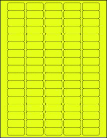 Sheet of 1.375" x 0.625" Fluorescent Yellow labels