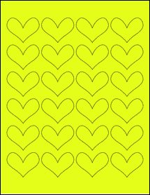 Sheet of 1.85" x 1.4" Fluorescent Yellow labels