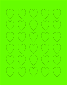Sheet of 1" x 1.25" Fluorescent Green labels